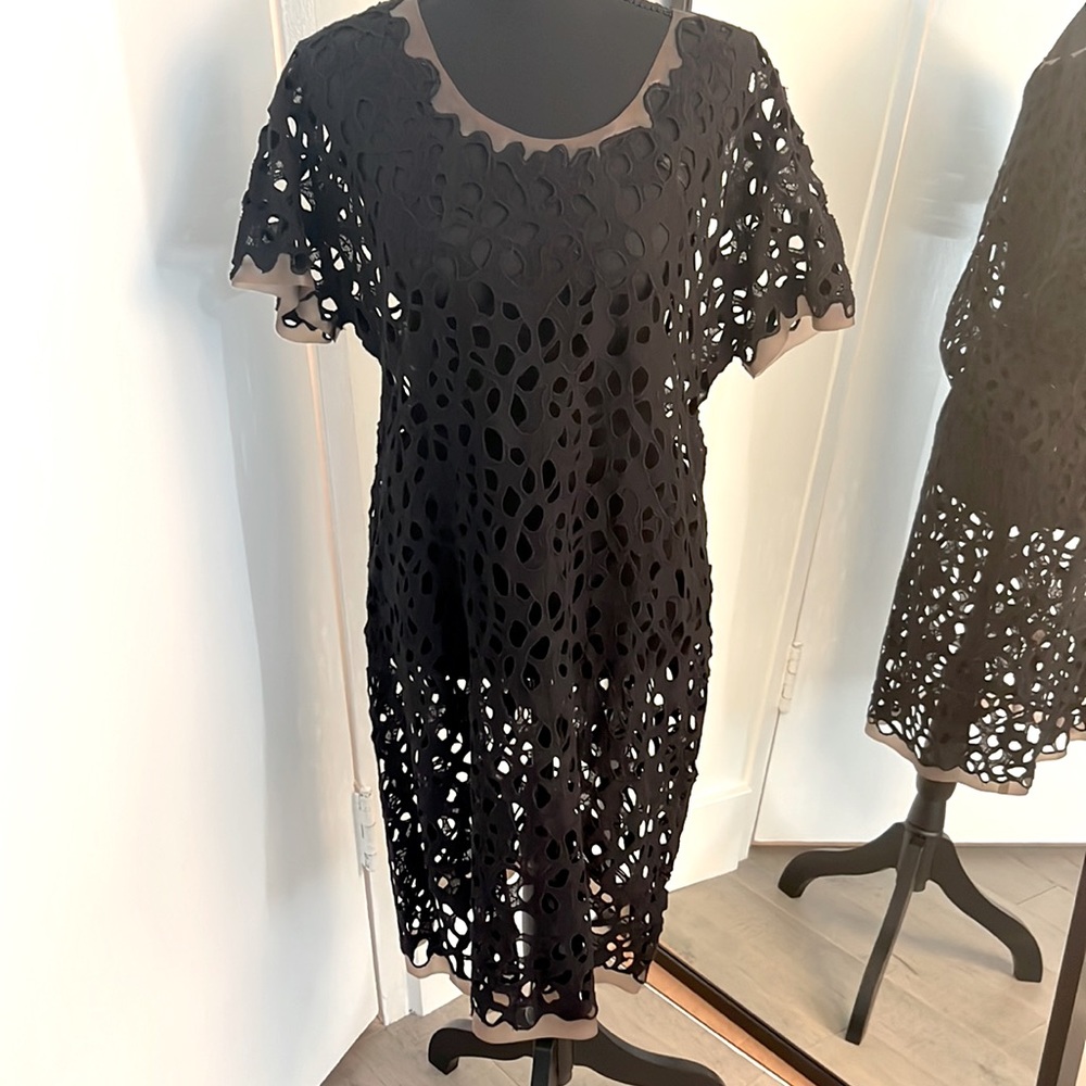 Black cut out Tahari dress with cotton slip, US M $65